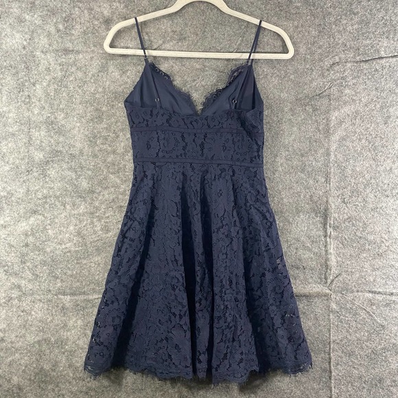 Joie Mini Dress XS Navy Blue Lace V-Neck A-Line Damasia Cocktail Party - Picture 2 of 12